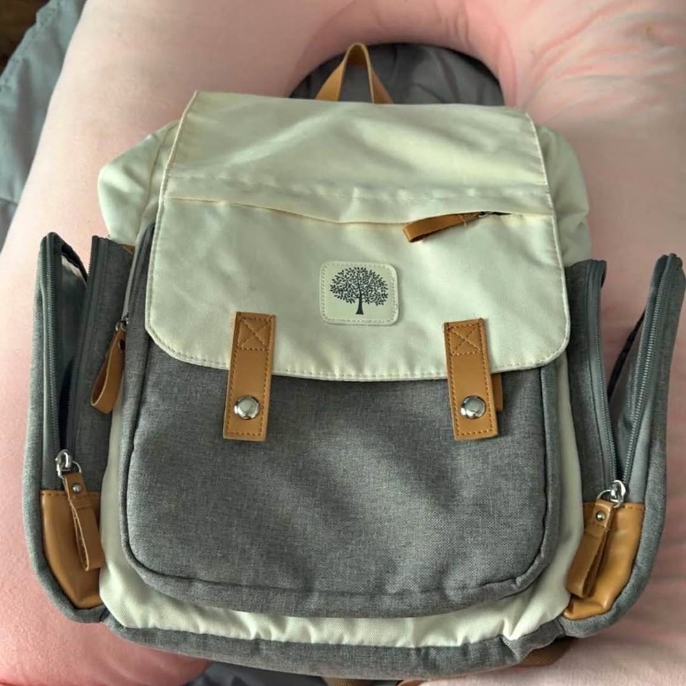 Stylish Gray and Cream Baby Bag